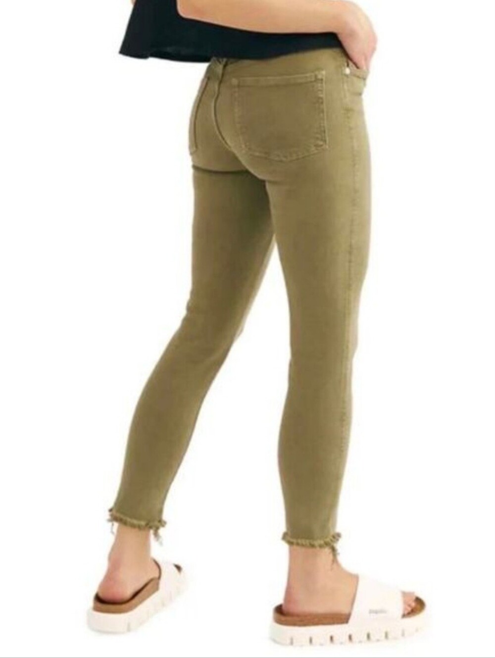 We The Free "Raw Hem Jegging Skinny Jeans" Sage Army Green | Women's Size 26 - Picture 3 of 12